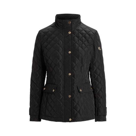 Ralph Lauren Diamond-Quilted Black Polyester Mockneck Jacket Size M - Picture 1 of 4